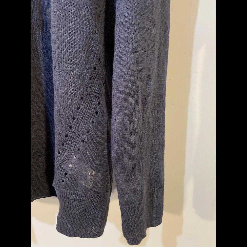 Tahari Hoodie Womens XL 100% Linen Minimalist Slate Blue Gray Stone Washed - Picture 4 of 9